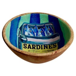 Bol décoratif en bois motif sardine, idéal pour la cuisine et la maison, idéal pour servir, décorer et organiser.