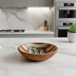 Bol décoratif en bois et résine, motif sardine, idéal pour la cuisine et la maison, idéal pour servir ou décorer.