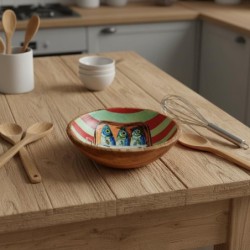 Bol décoratif en bois et résine, motif sardine, idéal pour la cuisine et la maison, idéal pour servir ou décorer.