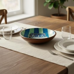 Bol décoratif en bois et résine, motif sardine - Idéal pour la cuisine et la maison - Style nautique