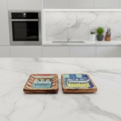 Plateau de cuisine décoratif de style nautique - Lot de 2 plateaux en bois et résine - Idéal pour la décoration intérieure