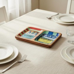 Plateau de cuisine décoratif de style nautique - Lot de 2 plateaux en bois et résine - Idéal pour la décoration intérieure