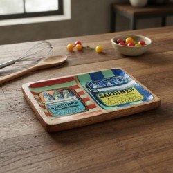 Plateau de cuisine décoratif de style nautique - Lot de 2 plateaux en bois et résine - Idéal pour la décoration intérieure