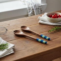 Ensemble de couverts de cuisine - Cuillère et fourchette en bois et résine - Idéal pour servir et décorer - Design