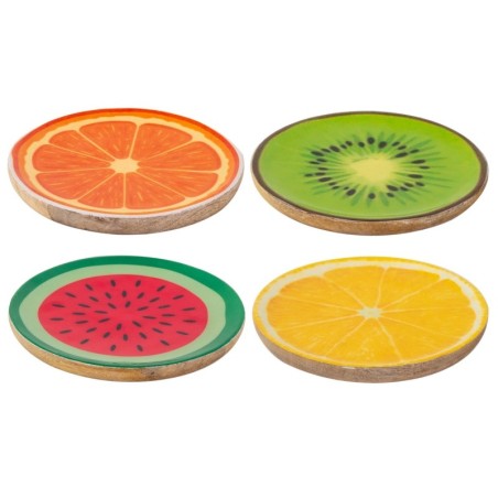 Petite assiette décorative fruits tropicaux - Lot de 4 - Idéal pour la décoration intérieure et les cadeaux originaux