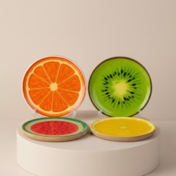 Petite assiette décorative fruits tropicaux - Lot de 4 - Idéal pour la décoration intérieure et les cadeaux originaux