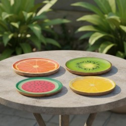 Petite assiette décorative fruits tropicaux - Lot de 4 - Idéal pour la décoration intérieure et les cadeaux originaux