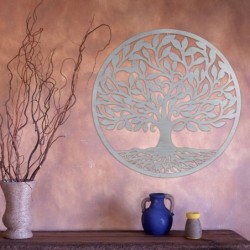 Décoration murale | Arbre de vie mural 82x1x82 cm, couleur gris métal