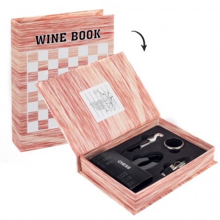 Livres Décoratifs | Boîte à livres en bois avec pack pour le design du vin, du vin et des échecs 4x16x22 cm