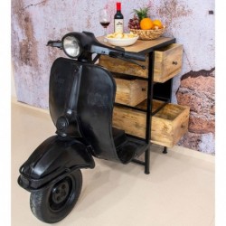 Comptoir de bar vintage | Meuble Console Trottinette Design Vintage, 105x130x68 cm