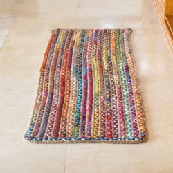 Tapis d'Entrée Marron 70% Coton 30% Jute 1*60*180cm