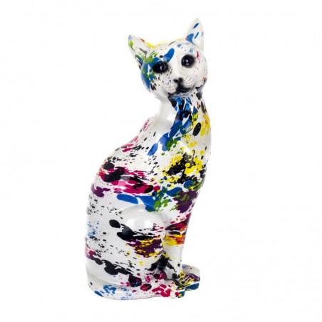 Figurine de chat multicolore en résine 10*25*10cm