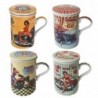 Mug Route 66 4 Unités en Porcelaine Multicolore 11 * 8 * 11cm Lot de 4 Unités Mug Verre