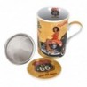 Mug Route 66 4 Unités en Porcelaine Multicolore 11 * 8 * 11cm Lot de 4 Unités Mug Verre