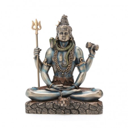 Figurine de Shiva assise en résine brute 15 * 7 * 13cm Figure de Bouddha