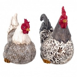 Figurine Poulet 2 Unités Résine Multicolore 22 * ????12 * 23cm Ensemble de 2 Unités Figurine Animale