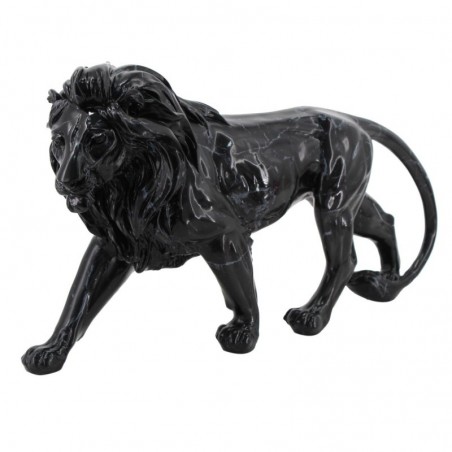 Figure de lion noir en résine 24 * 9 * 42cm Figure d'animal