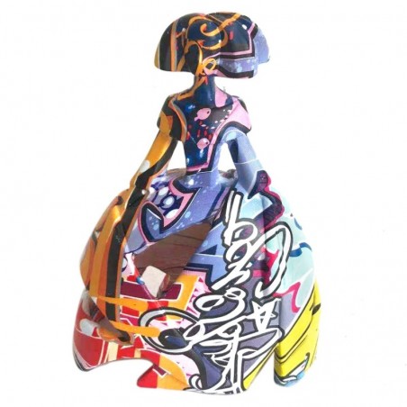 Figure multicolore en résine Graffiti Menina 28 * 15 * 24cm Figure de personne