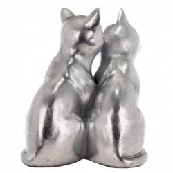 Figurine de chat en résine argentée 20 * 12 * 15cm Figure de chat