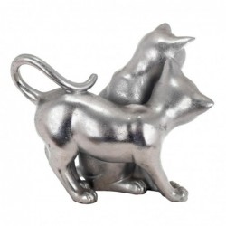 Figurine de chat en résine argentée 20 * 14 * 21cm Figurine de chat