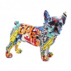 Figurine bouledogue français multicolore en résine 20 * 10 * 23cm figurine chien