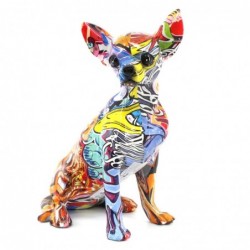 Figurine Chihuahua multicolore en résine 25 * 17 * 12cm Figure de chien