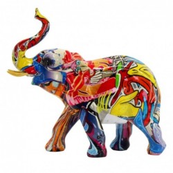 Figure d'éléphant en résine multicolore 20 * 8 * 20cm Figure d'éléphant