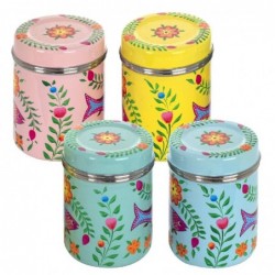 India Woman Box 4 Uni Métal Émaillé Multicolore 10*8*8cm Lot de 4 Unités Box