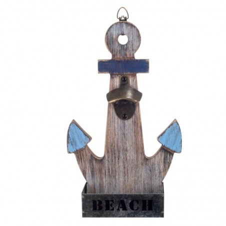 By SIGRIS Ouvre-bière Anchor Bleu Blue Wood 33x7x21cm ouvre-bouteille Bouteille de billets de livre décoratif Boîte de livre