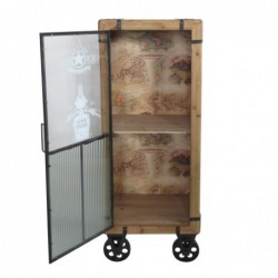 By SIGRIS Armoire de meubles avec roues brunes en bois 132x36x48cm meubles auxiliaires au buffet industriel buffet rustique