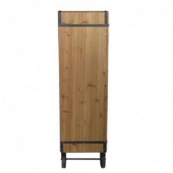 By SIGRIS Armoire de meubles avec roues brunes en bois 132x36x48cm meubles auxiliaires au buffet industriel buffet rustique