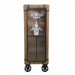 By SIGRIS Armoire de meubles avec roues brunes en bois 132x36x48cm meubles auxiliaires au buffet industriel buffet rustique