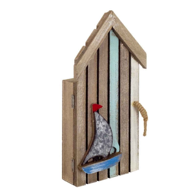 By SIGRIS Boîte avec porte-clés bleus en bois 32x7x16cm Boîte suspendue Gardez les clés Boîte à bois Keychain