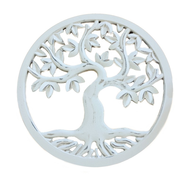 By SIGRIS Ornement arbre de vie bois blanc 40x1x40cm pendentif mandalas décoratif mur de mandalas décoratifs