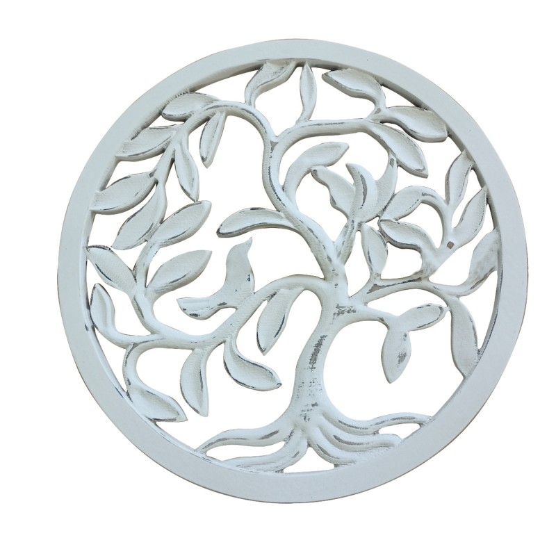 By SIGRIS Ornement arbre de vie bois blanc 40x1x40cm pendentif mandalas décoratif mur de mandalas décoratifs