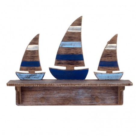 By SIGRIS Ornement avec bateau en bois bleu 32x9x43cm Vêtements Cadeaux Cadeaux de décoration organisés