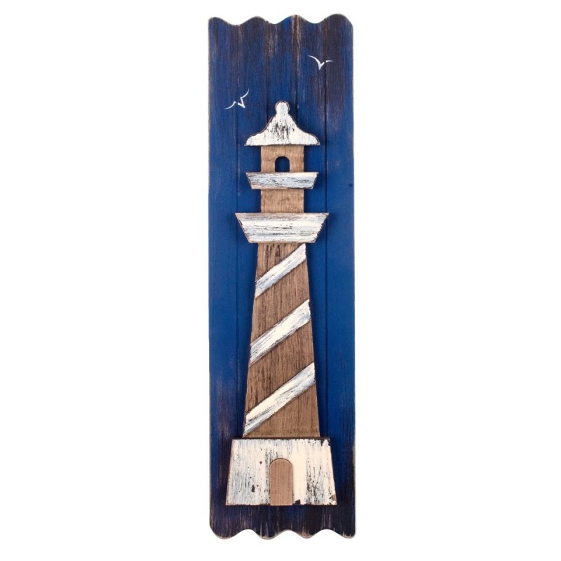 By SIGRIS Phare d'ornement Phare Bleu Bleu Bois 74x3x20cm Pendentif Appliquer Wall Ornements nautiques