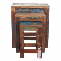 Tabouret 3 U Ensemble de Brown Brown 50x50x50cm Meubles auxiliaires Industriel Dresseur Rustic Buffet