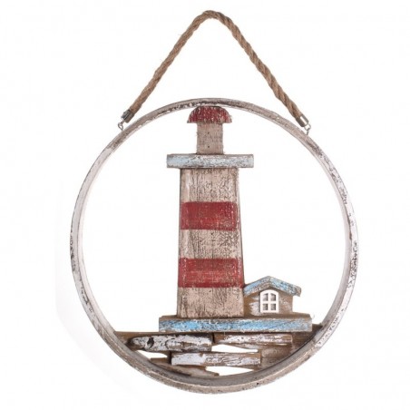 By SIGRIS Pendentif en bois rouge de mur rouge 30x5x30cm Appliquer des ornements nautiques muraux