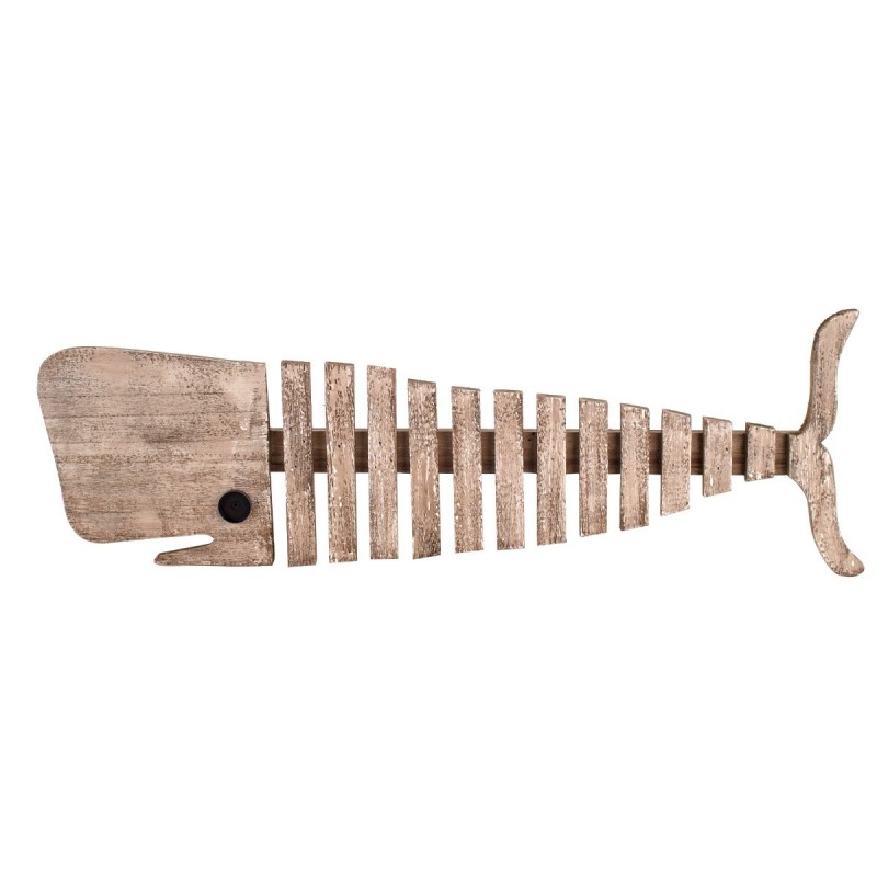 By SIGRIS Ornement squelette poisson brun en bois 26x4x76cm figure marinee