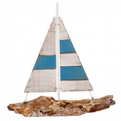 By SIGRIS Blue Bleu Voilier 38x6x36cm Modèle de bateau à voile voilier