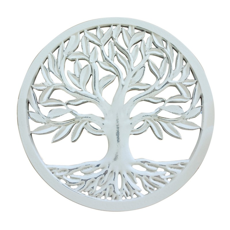 By SIGRIS Ornement arbre de la vie blanche bois 40x1x40cm pendentif