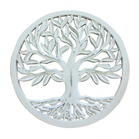 By SIGRIS Ornement arbre de la vie blanche bois 40x1x40cm pendentif