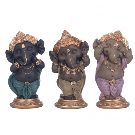 By SIGRIS Figure Ganesha 3 Unités Résine multicolore 12 * 6 * 7cm Figure Bouddha