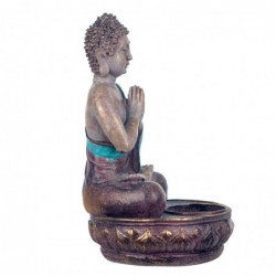 By SIGRIS Figure de Bouddha assis à la résine grise en prière 19 * 11 * 11cm Figure Bouddha