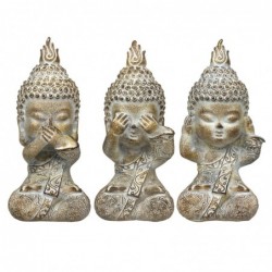 By SIGRIS Figure Bouddha 3 Unités Résine grise 14 * 6 * 6cm Figure Bouddha