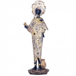 By SIGRIS Figure africaine Résine grise 34x7x12cm Figure africaine Décoration de la maison Décoration décorative