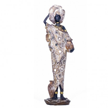 By SIGRIS Figure africaine Résine grise 40x8x12cm Figure africaine Décoration de la maison Décoration Décoration