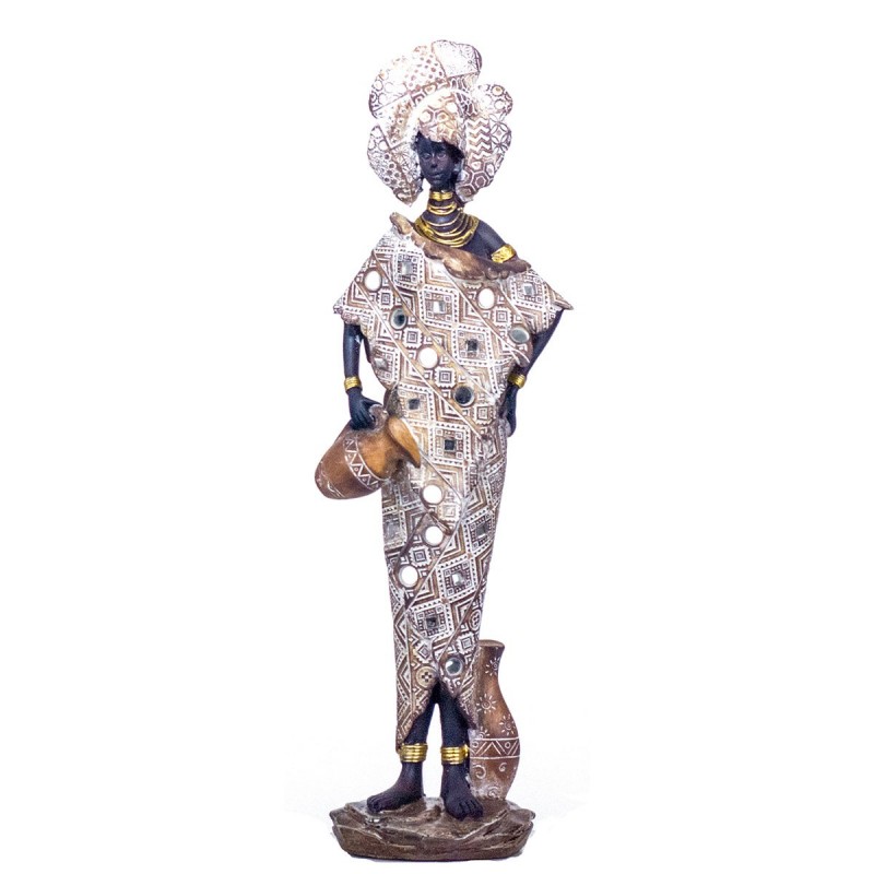 By SIGRIS Résine africaine dorée Figure 47x9x14cm Figure de décoration de la maison africaine de la maison Décoration