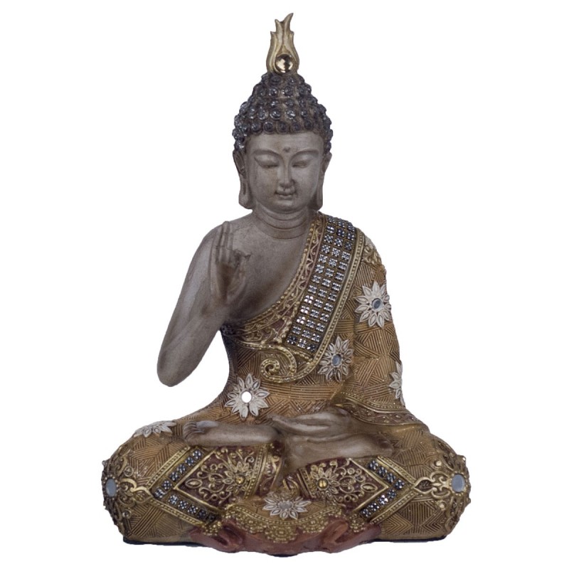 By SIGRIS Golden Bouddha Figure de la résine 24x10x18cm Figure de Bouddha Figure à la maison Décor Résine pour jardin